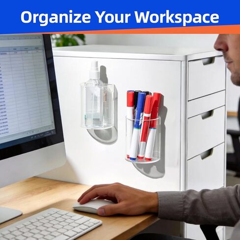 Simetufy Magnetic Pen Holder 2 Pack– Curved Arc-Design Magnetic Dry Erase Marker Holder with Strong Magnet for Whiteboard, Fridgerator, Acrylic Locker Organizer for Work, Locker Accessories in Saudi Arabia