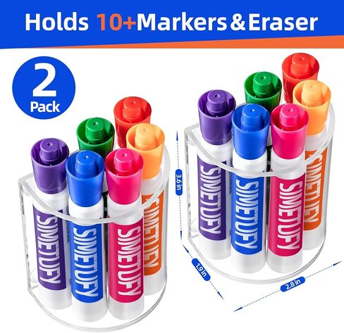 Simetufy Magnetic Pen Holder 2 Pack– Curved Arc-Design Magnetic Dry Erase Marker Holder with Strong Magnet for Whiteboard, Fridgerator, Acrylic Locker Organizer for Work, Locker Accessories in Saudi Arabia