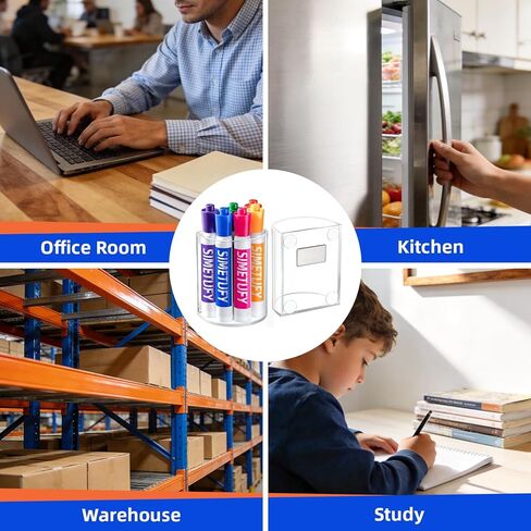 Simetufy Magnetic Pen Holder 2 Pack– Curved Arc-Design Magnetic Dry Erase Marker Holder with Strong Magnet for Whiteboard, Fridgerator, Acrylic Locker Organizer for Work, Locker Accessories in Saudi Arabia