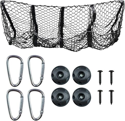 4 Pocket Truck Bed Cargo Net, Adjustable Elastic Mesh Storage Net with 4 Metal Carabiners, Universal Heavy Duty Car Grocery Holder Organizer Accessories for Pickup, SUV (Black) in Saudi Arabia