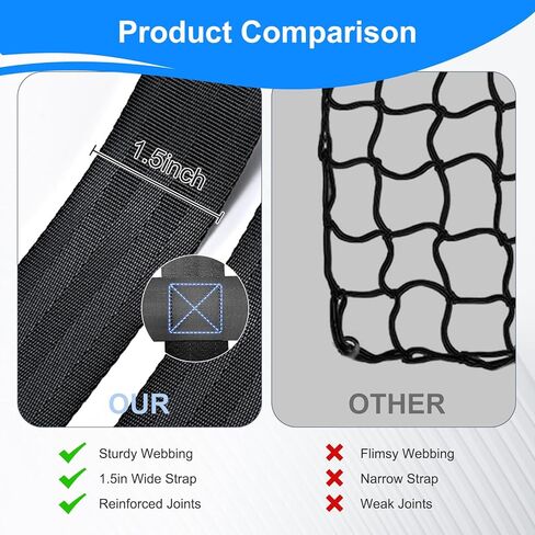 Heavy Duty Tailgate Net for Truck Bed, Cargo Net Durable Truck Bed Extender Tailgate Cargo Net with 4 Adjustable Buckle Straps, Perfect for Trailer, Pickup, Boat, Jeep, SUV(60"x18") in Saudi Arabia