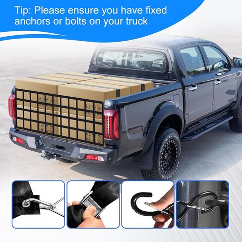 Heavy Duty Tailgate Net for Truck Bed, Cargo Net Durable Truck Bed Extender Tailgate Cargo Net with 4 Adjustable Buckle Straps, Perfect for Trailer, Pickup, Boat, Jeep, SUV(60"x18") in Saudi Arabia