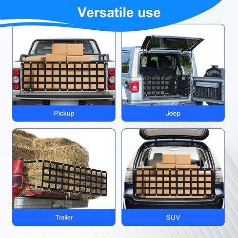 Heavy Duty Tailgate Net for Truck Bed, Cargo Net Durable Truck Bed Extender Tailgate Cargo Net with 4 Adjustable Buckle Straps, Perfect for Trailer, Pickup, Boat, Jeep, SUV(60"x18") in Saudi Arabia
