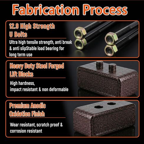 Heavy-Duty Fully Enclosed 3" Rear Leveling Lift Block Kits for 2004-2020 F150 2WD/4WD with 4 PCS Leaf Spring Axle U-bolts in Saudi Arabia