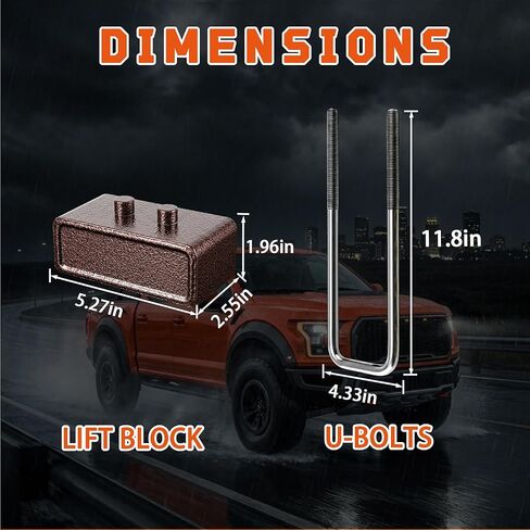Heavy-Duty Fully Enclosed 3" Rear Leveling Lift Block Kits for 2004-2020 F150 2WD/4WD with 4 PCS Leaf Spring Axle U-bolts in Saudi Arabia