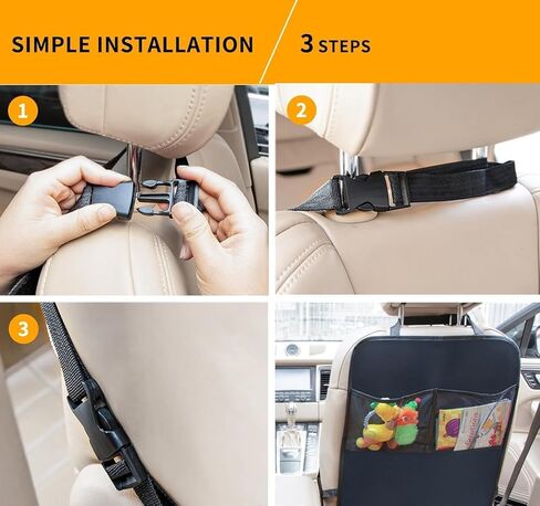 Car Seat Back Protector with Mesh Storage Pockets, Water-Resistant Kick Mat Seat Back Organizer for Kids, Easy Clean, Universal Fit for SUV/Truck, Set of 2, Black (With mesh *2) in Saudi Arabia