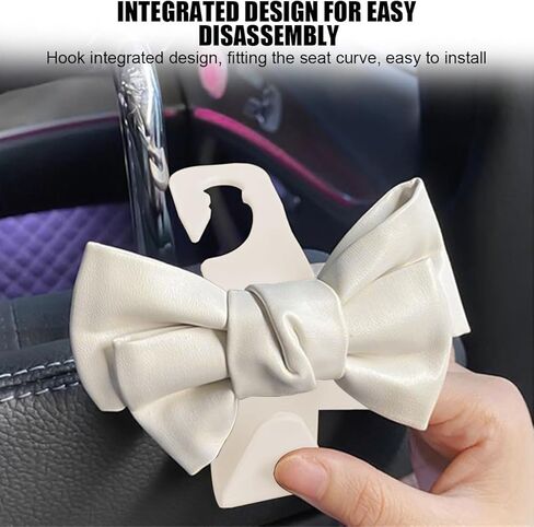 HZEL Car Seat Headrest Hooks, 2PCS Cute Bow Vehicle Seat Back Storage Hanger for Purse Coat Bag, Multifunctional Auto Interior Decoration Accessories, Universal for Truck SUV Sedan (Black) in Kuwait