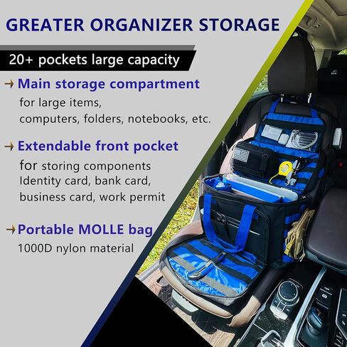 2 Pack Patrol Bag Law Enforcement Police Gear Bag Car Seat Organizer Tactical Officer Duty Bags Police Car Accessories for Passenger Seat Laptop Storage Stabilizers Removable Shoulder Strap (Blue) in Saudi Arabia