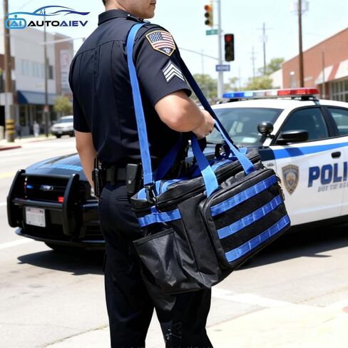 2 Pack Patrol Bag Law Enforcement Police Gear Bag Car Seat Organizer Tactical Officer Duty Bags Police Car Accessories for Passenger Seat Laptop Storage Stabilizers Removable Shoulder Strap (Blue) in Saudi Arabia
