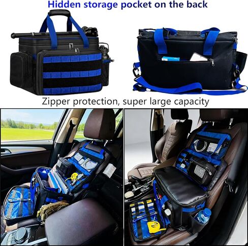 2 Pack Patrol Bag Law Enforcement Police Gear Bag Car Seat Organizer Tactical Officer Duty Bags Police Car Accessories for Passenger Seat Laptop Storage Stabilizers Removable Shoulder Strap (Blue) in Saudi Arabia