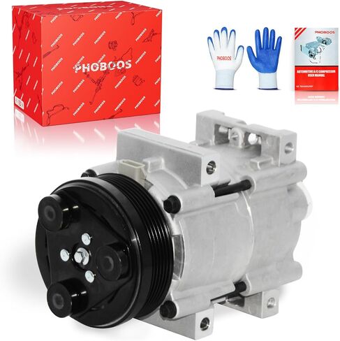 ضاغط مكيف الهواء PHOBOOS مع قابض متوافق مع Ford Explorer 1996-2001، Mustang، Aerostar، Thunderbird & Mercury Cougar، Mountaineer، FS10 Style، 6 Grooves، Ref. CO101820C in Kuwait
