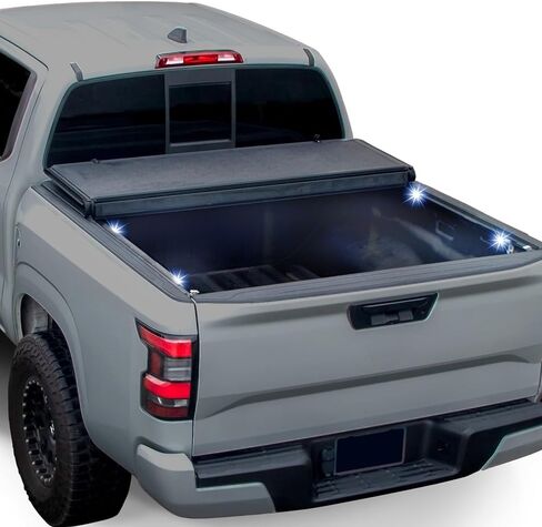 Low Profile Hard Tri Fold Aluminum Tonneau Cover with Truck Bed LED Lighting System Compatible with 07-13 Chevy Silverado GMC Sierra 1500/07-14 2500 3500 HD 6.5 Ft (78") Bed in Kuwait
