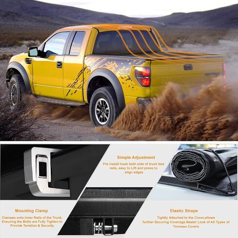 Soft Roll Up Tonneau Cover Compatible with 1994-2002 Dodge Ram 1500 2500 3500 6.5Ft Fleetside/Styleside Bed, Soft Vinyl Truck Bed Cover Without Rail System, Matte Black in Kuwait