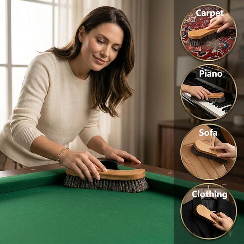 Soft Horsehair Surface Care Tool - Professional Billiard Table Cleaner with U-Shaped Dense Bristles - Ergonomic Wood Handle for Luxury Furniture, Auto Leather, Carpet and Garment Dusting (12 INCH) in Saudi Arabia