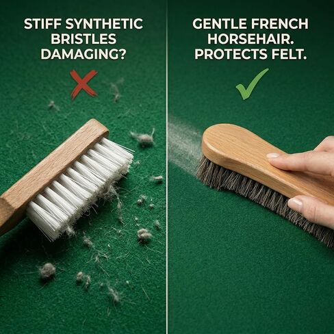 Soft Horsehair Surface Care Tool - Professional Billiard Table Cleaner with U-Shaped Dense Bristles - Ergonomic Wood Handle for Luxury Furniture, Auto Leather, Carpet and Garment Dusting (12 INCH) in Saudi Arabia