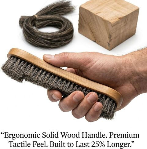 Soft Horsehair Surface Care Tool - Professional Billiard Table Cleaner with U-Shaped Dense Bristles - Ergonomic Wood Handle for Luxury Furniture, Auto Leather, Carpet and Garment Dusting (12 INCH) in Saudi Arabia