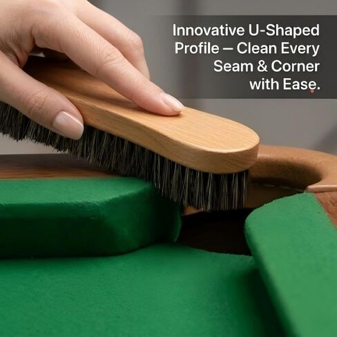 Soft Horsehair Surface Care Tool - Professional Billiard Table Cleaner with U-Shaped Dense Bristles - Ergonomic Wood Handle for Luxury Furniture, Auto Leather, Carpet and Garment Dusting (12 INCH) in Saudi Arabia