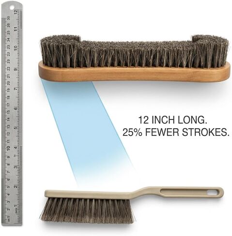 Soft Horsehair Surface Care Tool - Professional Billiard Table Cleaner with U-Shaped Dense Bristles - Ergonomic Wood Handle for Luxury Furniture, Auto Leather, Carpet and Garment Dusting (12 INCH) in Saudi Arabia