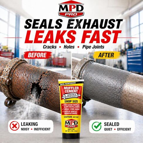Muffler Cement Putty – 16 oz | Seals Exhaust Leaks, Cracks & Holes | Heat Resistant Up to 2000°F | Easy Application for Automotive Repairs (Pack of 1) in Kuwait