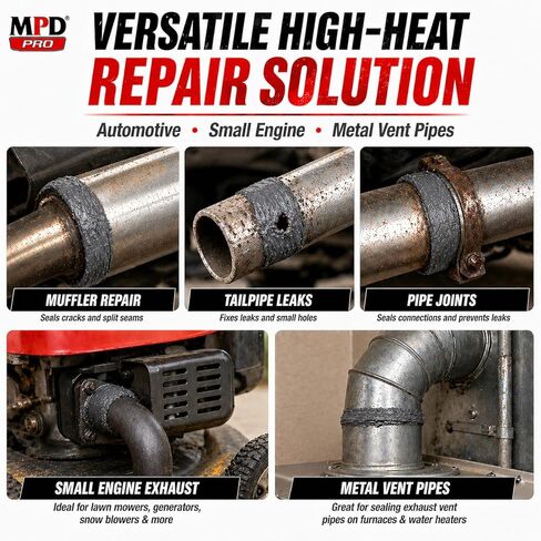 Muffler Cement Putty – 16 oz | Seals Exhaust Leaks, Cracks & Holes | Heat Resistant Up to 2000°F | Easy Application for Automotive Repairs (Pack of 1) in Kuwait