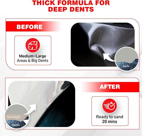 Roberlo Silver Light Lightweight Body Filler – Ultra Lightweight & Paintable for Car Repairs – Adheres to Fiberglass, Metal, Plastic & More – Ideal for Dents, Holes & Rust – 2 x 3L + Hardener in Saudi Arabia