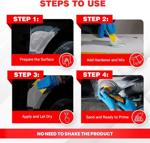 Roberlo Silver Light Lightweight Body Filler – Ultra Lightweight & Paintable for Car Repairs – Adheres to Fiberglass, Metal, Plastic & More – Ideal for Dents, Holes & Rust – 2 x 3L + Hardener in Saudi Arabia