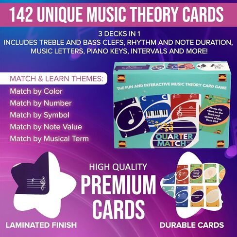 A Fun, Interactive Music Theory Card Game for Kids, Teens, and Adults — 142 Cards — The for Piano, Voice, Guitar, Violin, Percussion, and More! in Kuwait