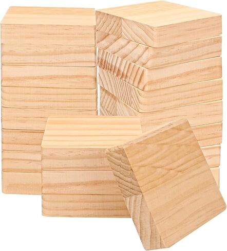 20 Pack Unfinished Wood Blocks for Crafts - 4 X 4 X 1 Inch Wooden Square Blocks, Premium Pine Wood Boards for Artistic Engraving, Perfect Panels for All DIY Craft Projects in Kuwait