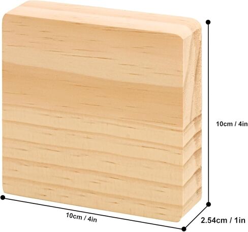 20 Pack Unfinished Wood Blocks for Crafts - 4 X 4 X 1 Inch Wooden Square Blocks, Premium Pine Wood Boards for Artistic Engraving, Perfect Panels for All DIY Craft Projects in Kuwait