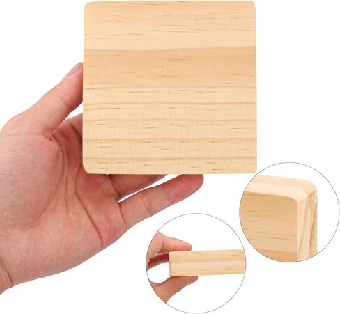 20 Pack Unfinished Wood Blocks for Crafts - 4 X 4 X 1 Inch Wooden Square Blocks, Premium Pine Wood Boards for Artistic Engraving, Perfect Panels for All DIY Craft Projects in Kuwait