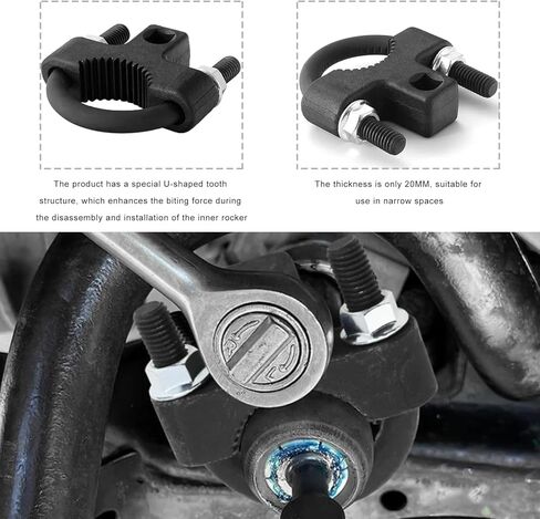 Inner Tie Rod Removal Tool, 3/8 Inch Alloy Steel Tie Rod End Wrench with Non-Slip Teeth, Inner Low Profile U-Wrench for Vehicle Chassis Rocker Removal or Installation in Kuwait