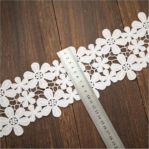 4Inch Wide Flowers Pattern Inelastic Embroidery Lace Trim,Curtain Tablecloth Slipcover Bridal DIY Craft Supply 3 Yards (Black) in Saudi Arabia
