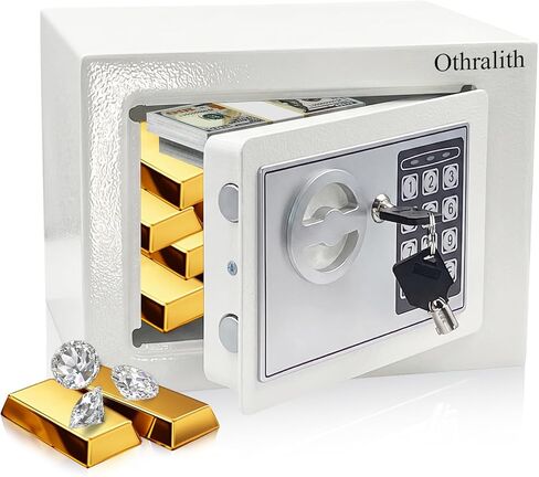 Small Safe Box for Money, 0.23 Cu Ft Mini Kids Safes Security Safety Lock Box for Home Dorm Use, Hidden Wall Personal Money Safe with Keys & Code for Cash Jewelry Gun Office Hotel (Black) in Kuwait