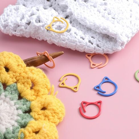 HJZHII 60Pcs Cat Stitch Markers for Crocheting, Cute Stitch Markers Metal Crochet Stitch Marker Ring Multicolor Knitting Stitch Marker for DIY Weaving Knitting Sewing in Kuwait