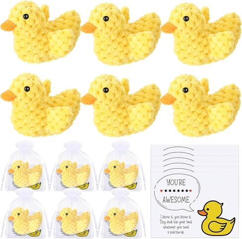 RoundFunny 6 Sets Crochet Duck Favors Employee Appreciation Gifts Cute Teacher Graduation Thank You Team Volunteer Staff Coworker Emotional Funny Inspirational Encouragement Positive Card and Bag in Kuwait