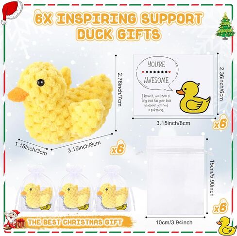 RoundFunny 6 Sets Crochet Duck Favors Employee Appreciation Gifts Cute Teacher Graduation Thank You Team Volunteer Staff Coworker Emotional Funny Inspirational Encouragement Positive Card and Bag in Kuwait