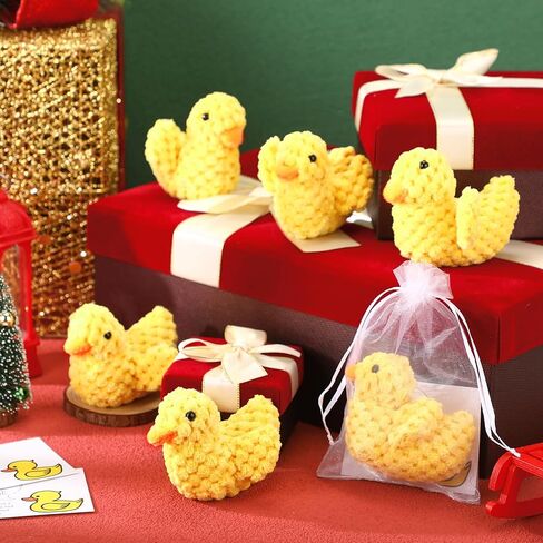 RoundFunny 6 Sets Crochet Duck Favors Employee Appreciation Gifts Cute Teacher Graduation Thank You Team Volunteer Staff Coworker Emotional Funny Inspirational Encouragement Positive Card and Bag in Kuwait
