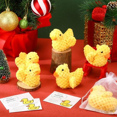 RoundFunny 6 Sets Crochet Duck Favors Employee Appreciation Gifts Cute Teacher Graduation Thank You Team Volunteer Staff Coworker Emotional Funny Inspirational Encouragement Positive Card and Bag in Kuwait