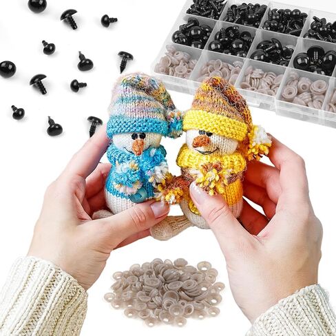 230PCS, 7 Sizes Safety Eyes for Crocheting, 5-14mm, Plastic Crochet Eyes for Amigurumi with 230PCS Washers, Stuffed Animal Doll Eye for DIY Crafts in Kuwait