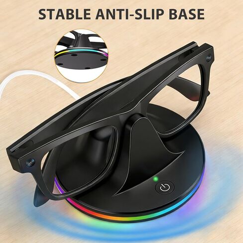 قاعدة شحن فلاش RGB لنظارات Ray-Ban Meta الذكية - محطة شحن سريعة مع مؤشر LED متوافق مع نظارات Wayfarer وSkyler وHeadliner وMeta HSTN Oakley الذكية (أبيض) in Saudi Arabia