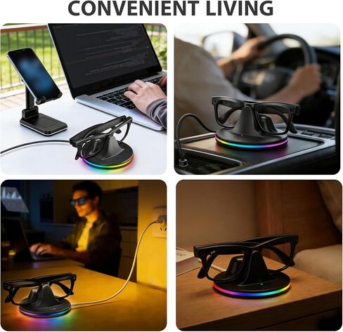 قاعدة شحن فلاش RGB لنظارات Ray-Ban Meta الذكية - محطة شحن سريعة مع مؤشر LED متوافق مع نظارات Wayfarer وSkyler وHeadliner وMeta HSTN Oakley الذكية (أبيض) in Saudi Arabia