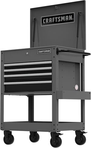 صندوق أدوات دوارة من CRAFTSMAN مزود بأدراج، وعربة أدوات على عجلات مع منافذ طاقة ومنفذ USB، وبطانة واقية، وخزانة تخزين بقفل عربة دوارة من الفولاذ، بعمق 22 بوصة، 4 أدراج، أسود (CMST98276BK) in Kuwait
