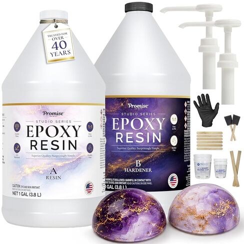 Epoxy Resin 32 Oz Kit - Studio Series by Promise Epoxy, Crystal Clear Artist Resin, UV Resistant, High Gloss, Easy Bubble Release, Low Viscosity 1:1 Resin & Hardener for Art, Jewelry, Coasters & Molds in Saudi Arabia