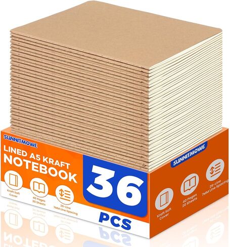 A5 Notebook, 8.15x5.5 Inch Lined Composition Notebook - College Ruled Journal Notebook for School, Work & Travel, Premium Thick Paper Notebooks, 40 Pages / 20Sheets (36) in Saudi Arabia