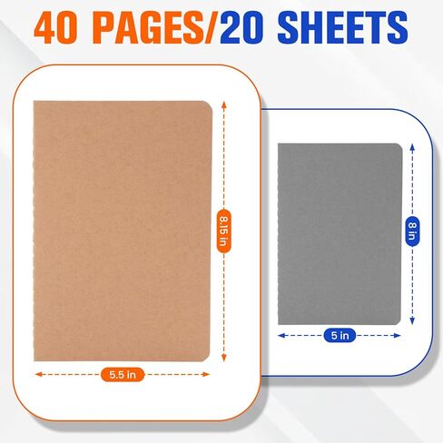 A5 Notebook, 8.15x5.5 Inch Lined Composition Notebook - College Ruled Journal Notebook for School, Work & Travel, Premium Thick Paper Notebooks, 40 Pages / 20Sheets (36) in Saudi Arabia