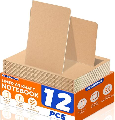 A5 Notebook, 8.15x5.5 Inch Lined Composition Notebook - College Ruled Journal Notebook for School, Work & Travel, Premium Thick Paper Notebooks, 40 Pages / 20Sheets (36) in Saudi Arabia