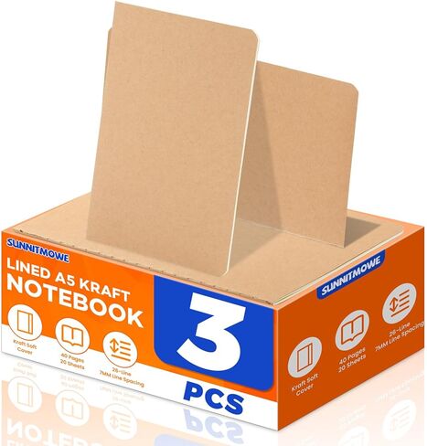A5 Notebook, 8.15x5.5 Inch Lined Composition Notebook - College Ruled Journal Notebook for School, Work & Travel, Premium Thick Paper Notebooks, 40 Pages / 20Sheets (36) in Saudi Arabia