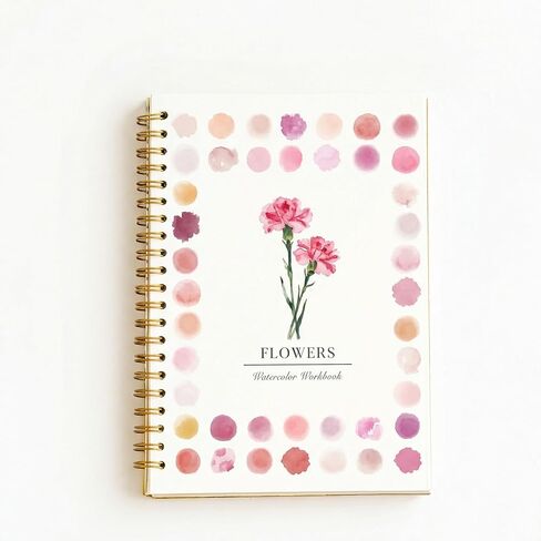 Watercolor Workbook, Spiral Bound Floral Water Color Sketchbook Thick Cold Pressed Watercolor Paper Book Premium Water Color Painting Book for Adults Art Beginners Flower Painting Practice in Kuwait