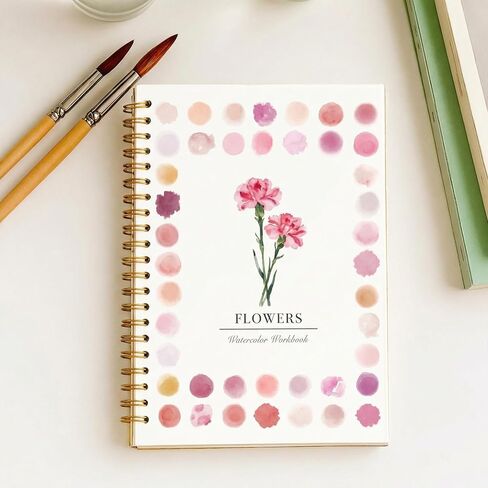 Watercolor Workbook, Spiral Bound Floral Water Color Sketchbook Thick Cold Pressed Watercolor Paper Book Premium Water Color Painting Book for Adults Art Beginners Flower Painting Practice in Kuwait