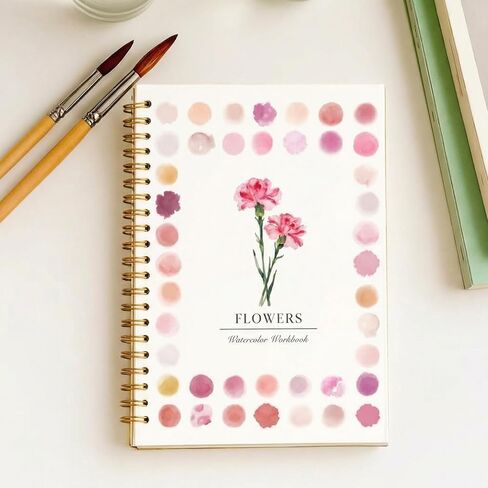Watercolor Workbook, Spiral Bound Floral Water Color Sketchbook Thick Cold Pressed Watercolor Paper Book Premium Water Color Painting Book for Adults Art Beginners Flower Painting Practice in Kuwait